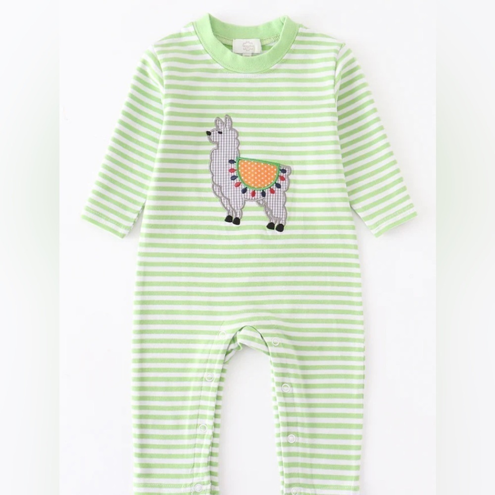 Nwot Green striped romper from Honeydew. Size 18 month old